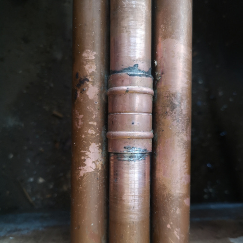 repaired leak on heating pipe