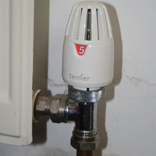 Thermostatic radiator valve set to highest setting